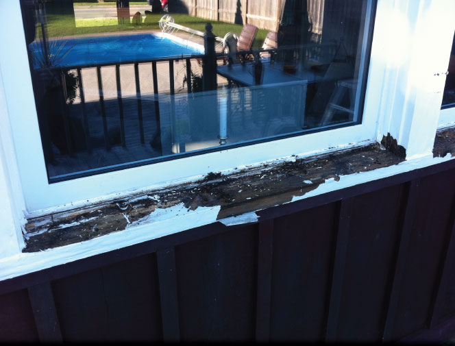 These window sills were taking in water from top and bottom.